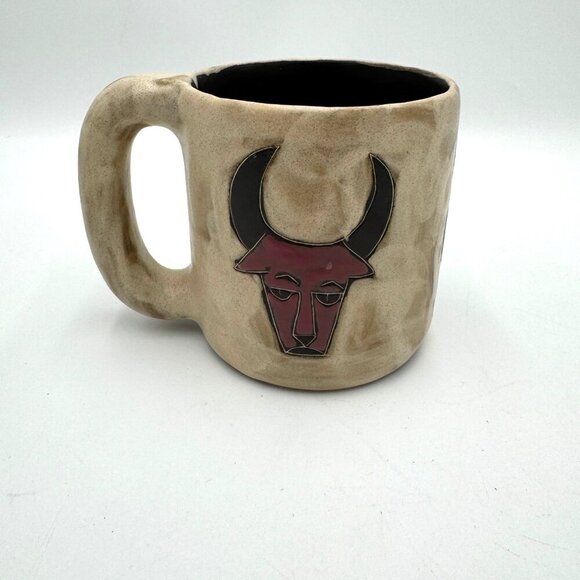Mara of Mexico Taurus  The Bull Handcrafted & Signed Mug Taurus - Picture 1 of 8